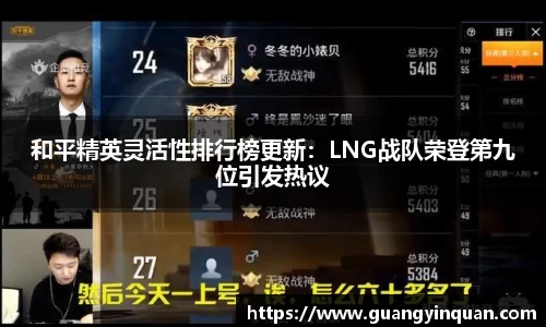 和平精英灵活性排行榜更新：LNG战队荣登第九位引发热议
