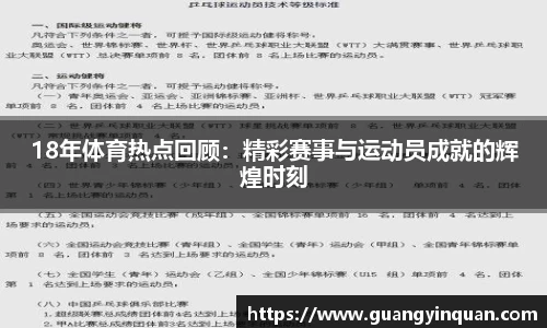 18年体育热点回顾：精彩赛事与运动员成就的辉煌时刻